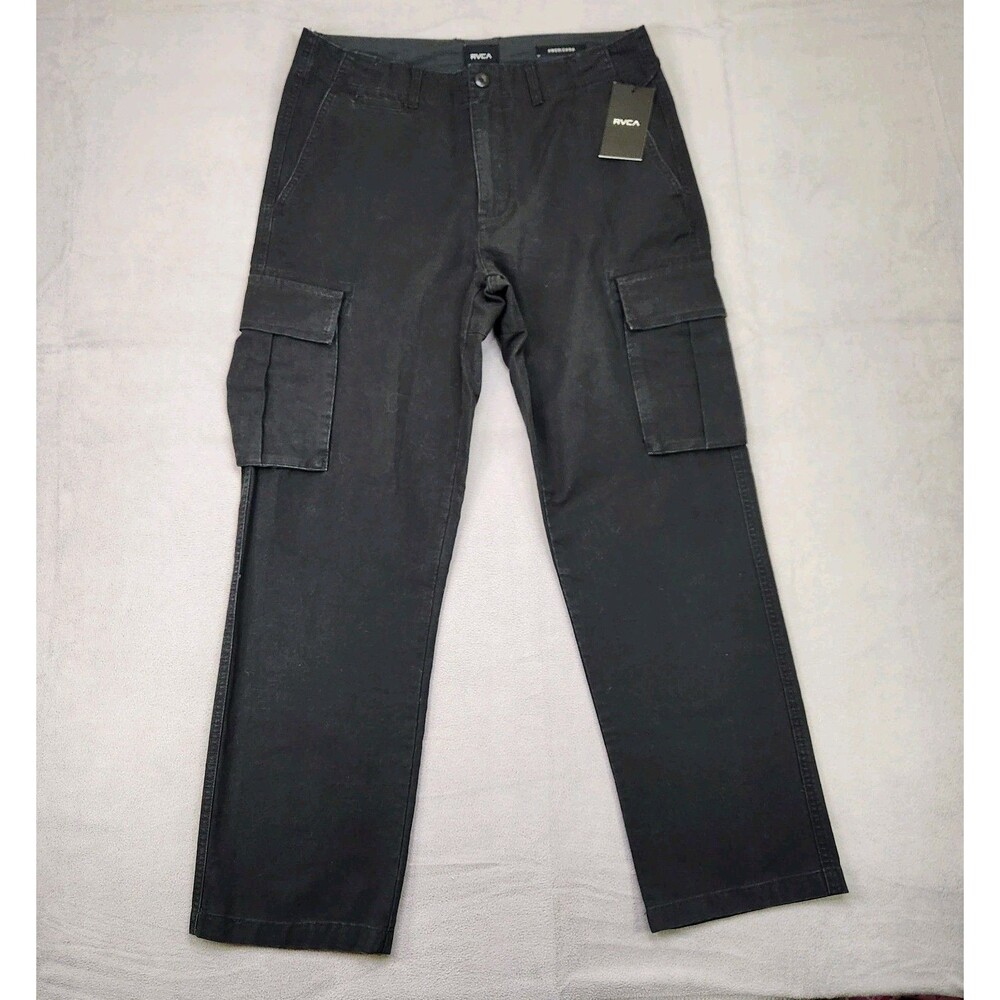 RVCA Americana Cargo‎ Pants Men's 32x30 Black Straight 100% Cotton Utility NWT